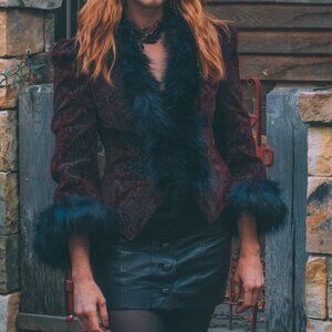 Gothic Burgundy & Black Velvet Jacket